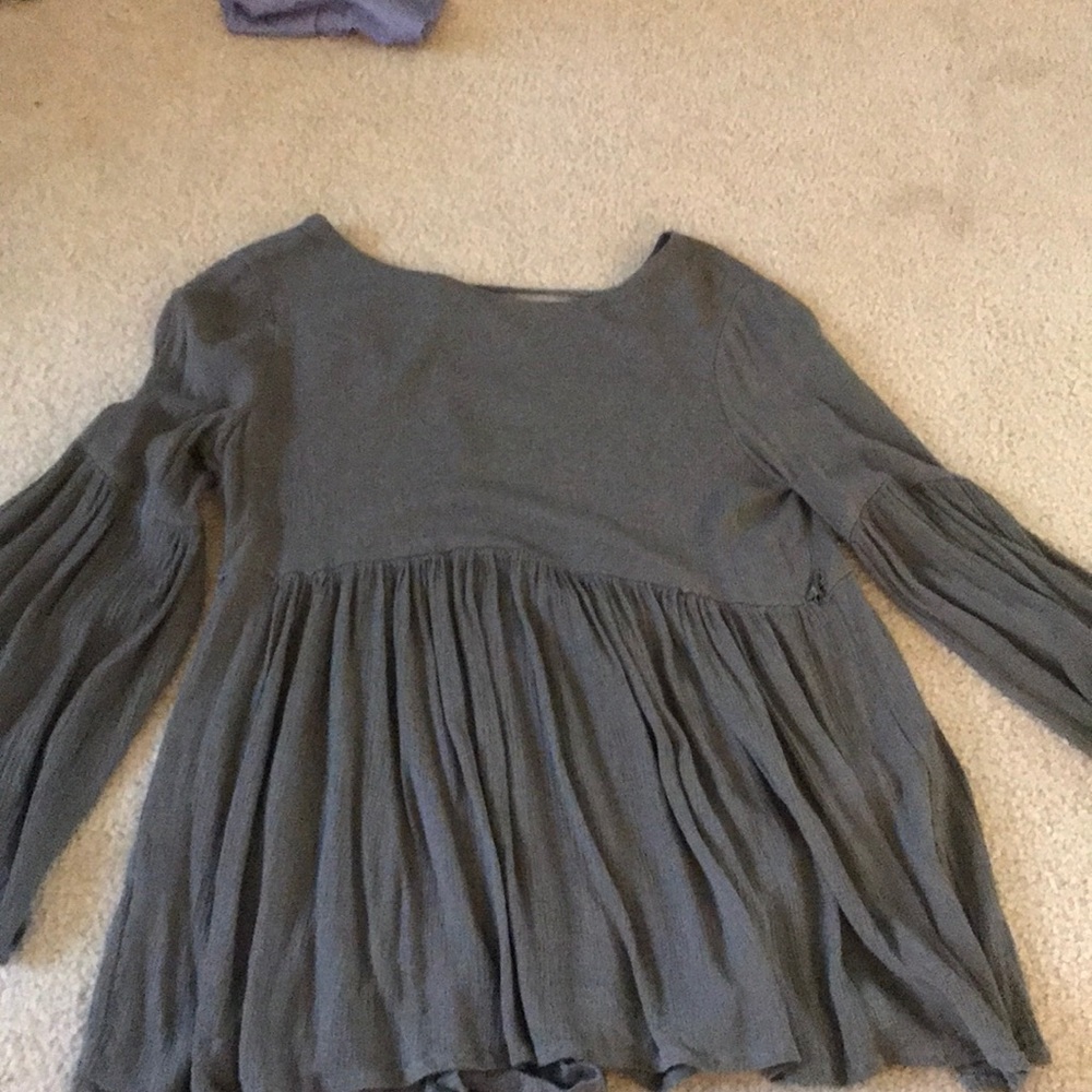 Grayish Green Flowy Blouse